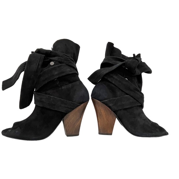 IRO Suede Peep Toe Booties Wrap Strap - Picture 7 of 16